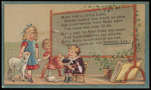 Trade card for the Norwich Line between Boston and New York, via the New York & New England Railroad, 322 Washington Street and depot foot of Summer Street, Boston, Mass., undated