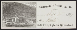 Billhead for the Profile House, Franconia Notch, New Hampshire, dated September 25, 1867