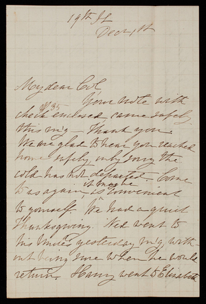 Alice W. Babcock to Thomas Lincoln Casey, December 1, 1882