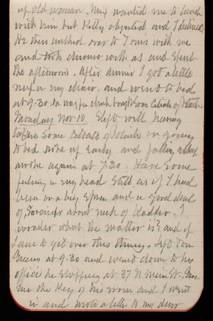 Thomas Lincoln Casey Notebook, October 1890-December 1890, 48, of old woman. [illegible] wanted me to lunch