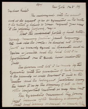 Charles C. Weir to [Emma Weir Casey], December 3, 1891, copy