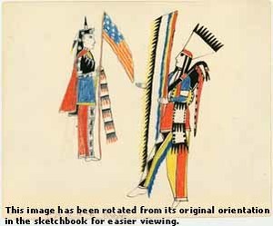 Native American Indians with U.S. flag