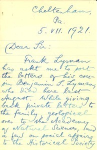 Letter from Albert J. Edmunds
