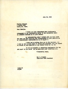 Letter from Samuel B. Eubanks to Charles L. Whipple
