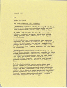 Memorandum from Mark H. McCormack to file