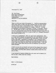 Letter from Mark H. McCormack to Rex B. Evans