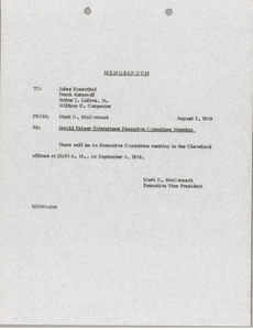 Memorandum from Mark H. McCormack to Jules Rosenthal, Frank Abramoff, Arthur J. Lafave, Jr., and William H. Carpenter