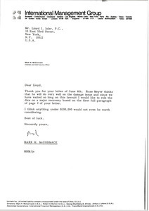 Letter from Mark H. McCormack to Lloyd I. Isler