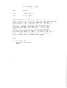 Fax from Judy Chilcote to Kondo
