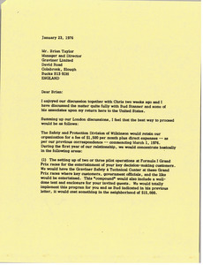 Letter from Mark H. McCormack to Brian Taylor