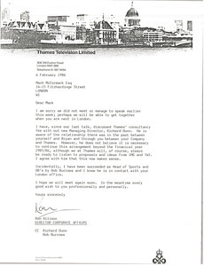 Letter from Ron Allison to Mark H. McCormack