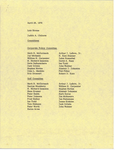 Memorandum from Judith A. Chilcote to Lois Sloane