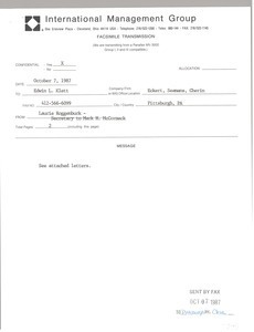 Fax from Laurie Roggenburk to Edwin L. Klett