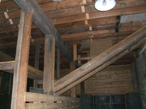 Interior view; posts, beams, and joists