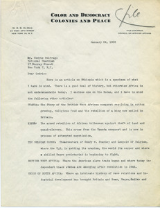 Letter from W. E. B. Du Bois to Cedric Balfrage