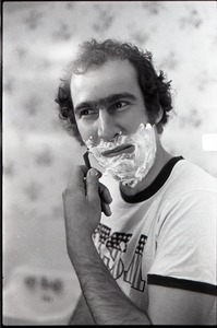 Richard Safft shaving, for an advertisement for Gillette razors