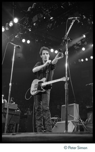 Bruce Springsteen performing on stage at the No Nukes festival, Madison Square Garden