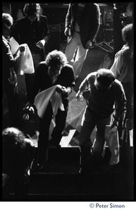 Bob Dylan walking on stage at the Boston Garden