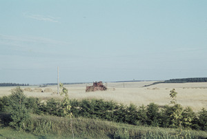 Hay harvester in a field