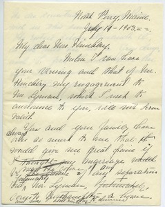 Letter from Florence Porter Lyman to Mary W. Hinckley