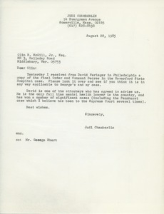 Letter from Judi Chamberlin to Olin R. McGill