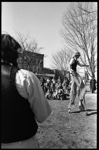 Stilt walker performing with Bread and Puppet Theater