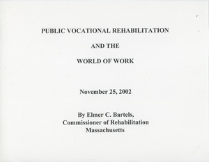 Public vocational rehabilitation and the world of work