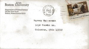 Letter from Howard Zinn to Harvey Wasserman