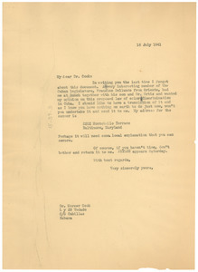 Letter from W. E. B. Du Bois to Mercer Cook