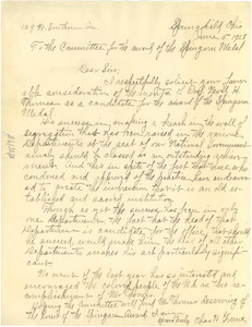 Letter from Charles Greene to Spingarn Medal Award Committee