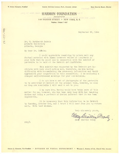 Letter from Harmon Foundation to W. E. B. Du Bois