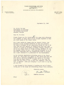 Letter from Cooper Union to W. E. B. Du Bois