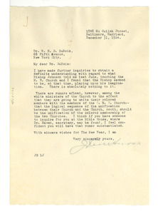 Letter from John Hurst to W. E. B. Du Bois