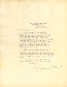 Letter from Elizabeth Perry Cannon to W. E. B. Du Bois
