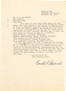 Letter from Ronald A. Edwards to W. E. B. Du Bois