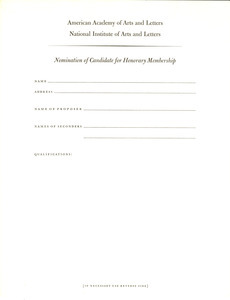 Nomination of candidate for honorary membership