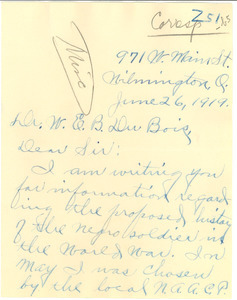 Letter from G. B. Buster to W. E. B. Du Bois