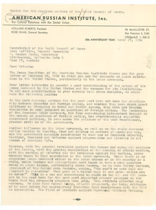 Letter from American Russian Institute, Inc. to W. E. B. Du Bois
