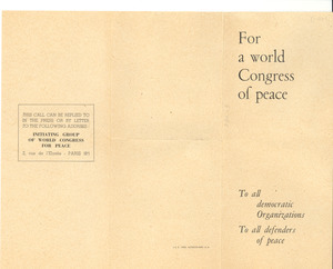 World Peace Congress leaflet