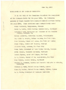 Memorandum from W. E. B. Du Bois to the Spingarn Committee