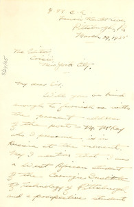 Letter from L. A. Renner to W. E. B. Du Bois