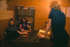 Michael Rapunzel in recording studio with John Charmella, Brad Lindroth