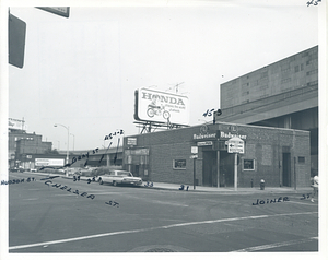 Corner of Chelsea and Joiner Streets in Charlestown, featuring Silverman's Naval Uniforms and Doherty's Pub