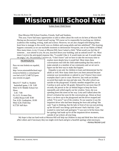 Mission Hill School newsletter, June 14, 2013