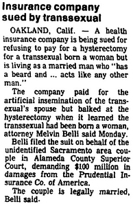 Insurance Company Sued by Transsexual