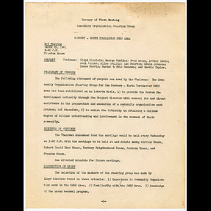 Minutes from community organization steering group meeting held March 15, 1961