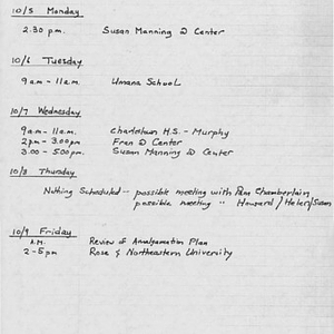 Work schedule of Wissa Z. Wissa for the week of October 5, 1981