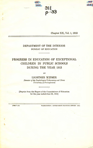 Progress in education of exceptional children in public schools during the year 1913