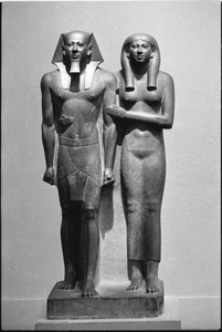 Museum of Fine Arts: Egyptian sculpture, statue of King Menkaura (Mycerinus) and queen