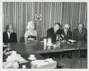 HEW secretary Robert H. Finch speaking at commencement exercises